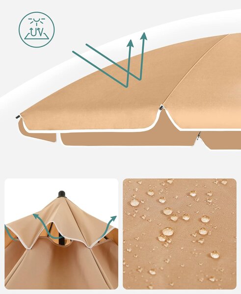 SONGMICS Plážový slunečník 160 cm béžový