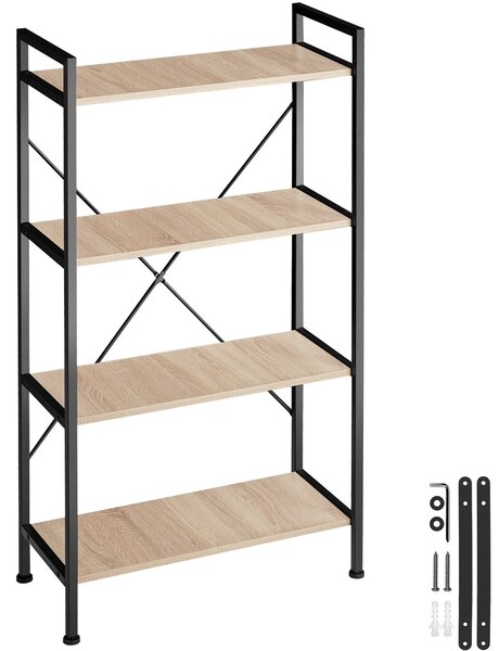 Tectake Regál Leeds industrial 67,5 x 31,5 x 121,5 cm - Industrial světlé dřevo, dub Sonoma