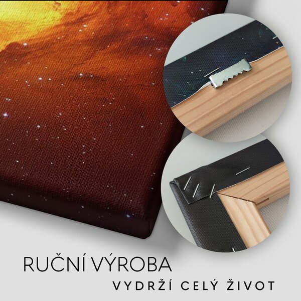 Obraz na plátně - Barevná galaxie Spectre s hvězdami FeelHappy.cz Rozměr obrazu (Šířka x Výška): 150 x 50 cm