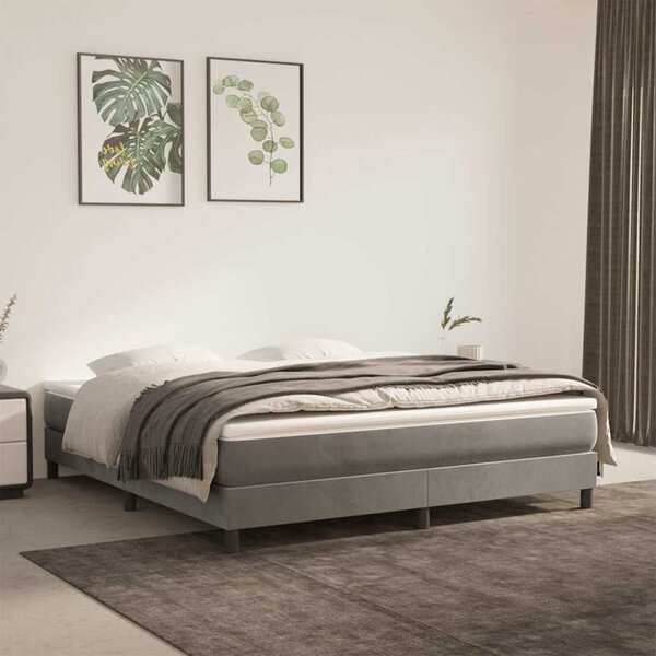Rám postele s boxspringem světle šedý 160 x 200 cm samet 3120778