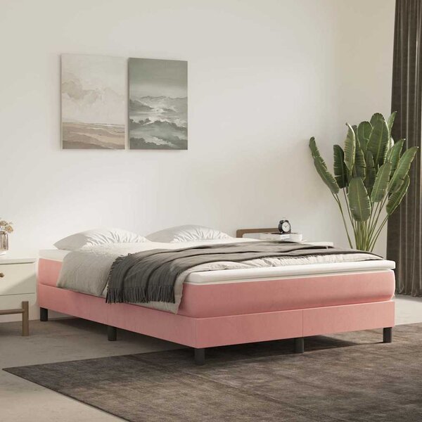 Rám postele s boxspringem růžový 140 x 190 cm samet 3120771