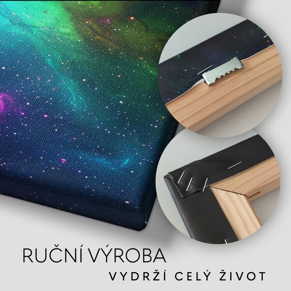 Obraz na plátně - Vesmírná galaxie Ulmeon FeelHappy.cz Rozměr obrazu (Šířka x Výška): 150 x 50 cm