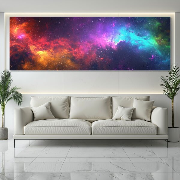 Obraz na plátně - Vesmírná galaxie Ulmeon FeelHappy.cz Rozměr obrazu (Šířka x Výška): 150 x 50 cm