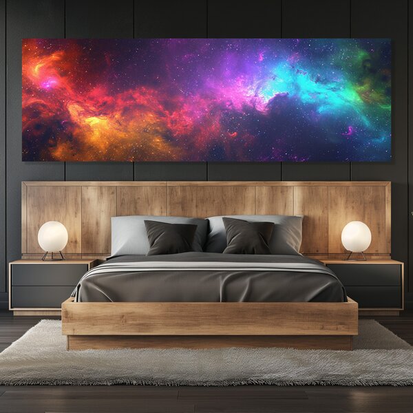 Obraz na plátně - Vesmírná galaxie Ulmeon FeelHappy.cz Rozměr obrazu (Šířka x Výška): 150 x 50 cm