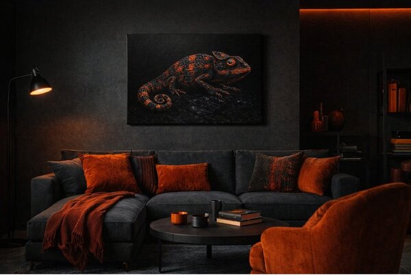 KRAFTHOUSE.EU Ohnivý Chameleon – obraz na plátno Premium Canvas | 100% bavlna | Různé rozměry Velikost: 30 x 20 cm