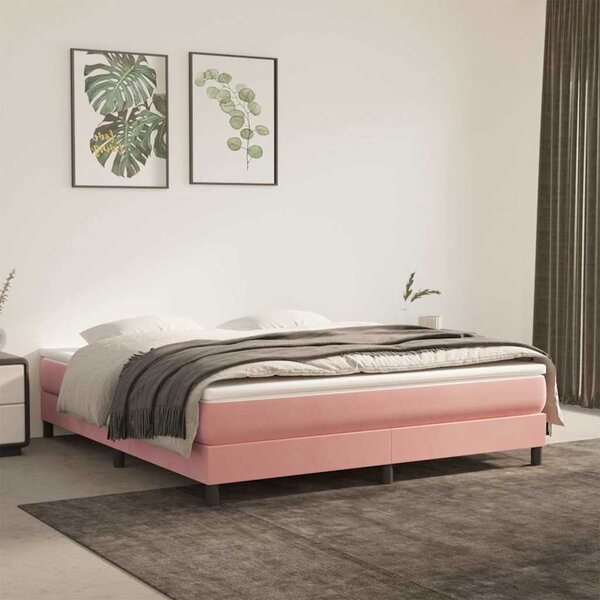 Rám postele s boxspringem růžový 160 x 200 cm samet 3120783