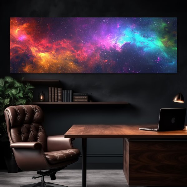 Obraz na plátně - Vesmírná galaxie Ulmeon FeelHappy.cz Rozměr obrazu (Šířka x Výška): 150 x 50 cm
