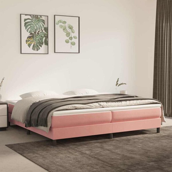 Rám postele s boxspringem růžový 200 x 200 cm samet 3120795