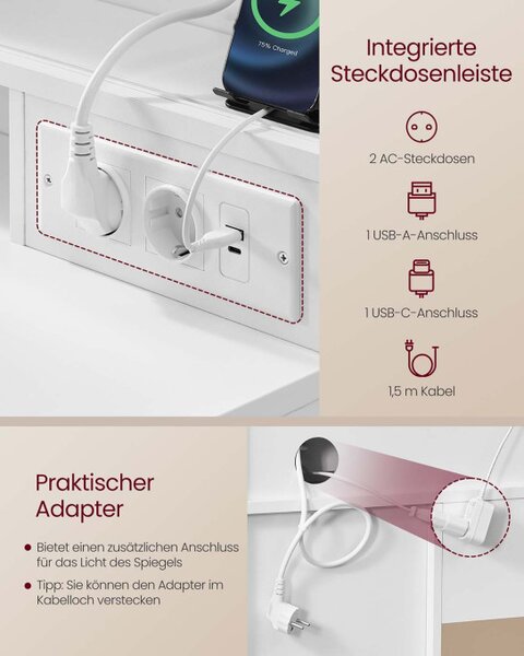 Toaletní stolek s LED zrcadlem RDT137W01