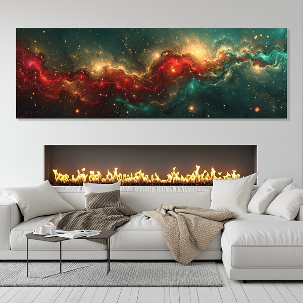 Obraz na plátně - Galaxie Rubeon FeelHappy.cz Rozměr obrazu (Šířka x Výška): 150 x 50 cm