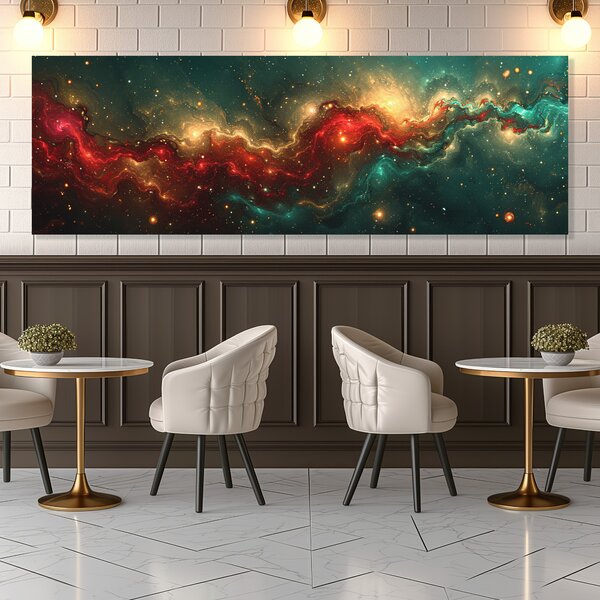 Obraz na plátně - Galaxie Rubeon FeelHappy.cz Rozměr obrazu (Šířka x Výška): 150 x 50 cm