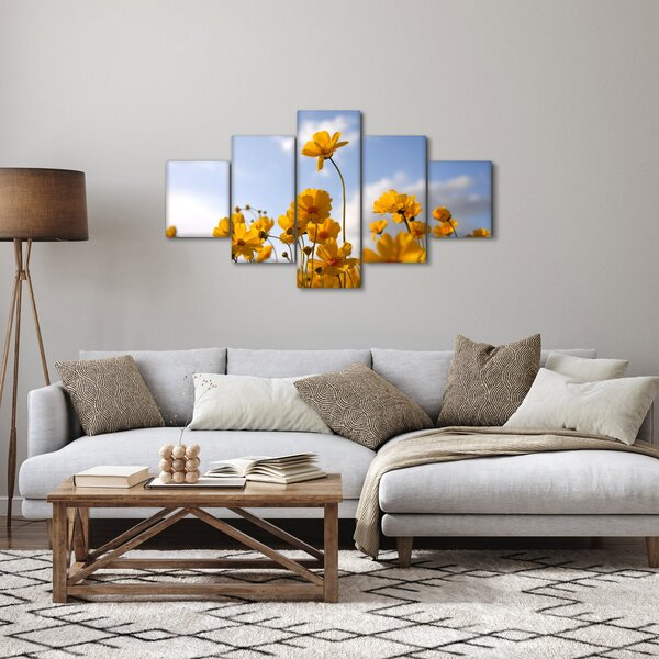 Obraz pole s jasně žlutými květy (125x70 cm)