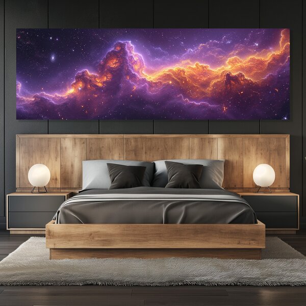 Obraz na plátně - Galaxie Peller FeelHappy.cz Rozměr obrazu (Šířka x Výška): 150 x 50 cm