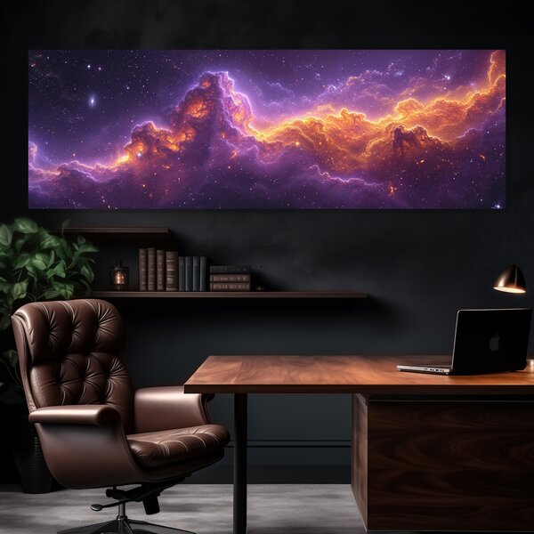 Obraz na plátně - Galaxie Peller FeelHappy.cz Rozměr obrazu (Šířka x Výška): 150 x 50 cm