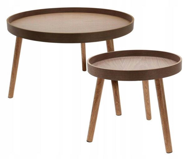 Stolek Home Styling Collection kulatý 60 x 60 x 40 cm Dub hnědý