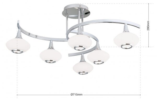 Orion DLU1695/6 Stropní lustr NORAH 6 chrom + sklo