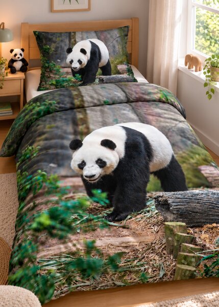3d povlečení s pandou - Panda mikroplyš 140x200 cm