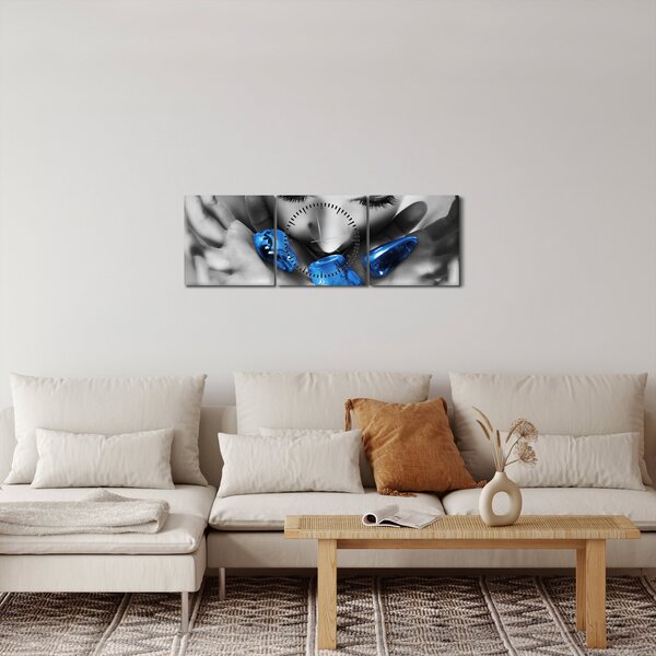 Obraz portrétu ženy s kameny (s hodinami) (90x30 cm)