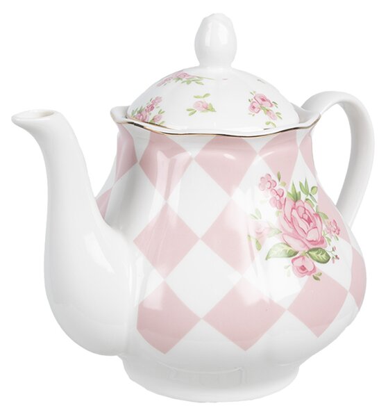 Bílo-růžová porcelánová konvička se vzorem růžiček Sweet Roses – 1000 ml
