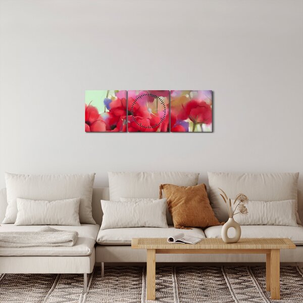 Obraz vlčích máků (s hodinami) (90x30 cm)