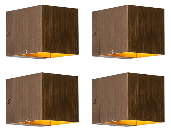 Sada 4 chytrých nástěnných lamp tmavě bronzová 8 cm vč. WiFi G9 - Transfer