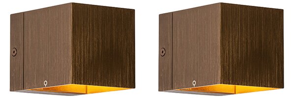Sada 2 inteligentních nástěnných lamp tmavě bronzová 8 cm vč. WiFi G9 - Transfer