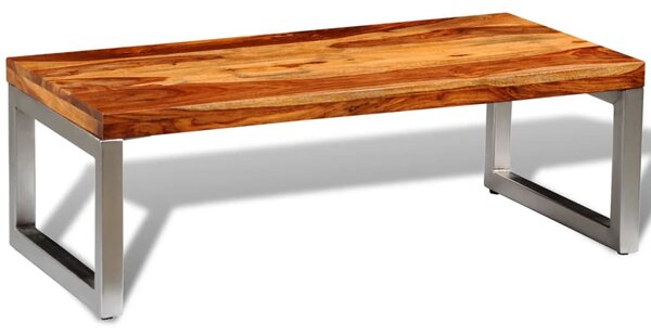 Konferenční stolek masivní sheeshamové dřevo a ocelové nohy