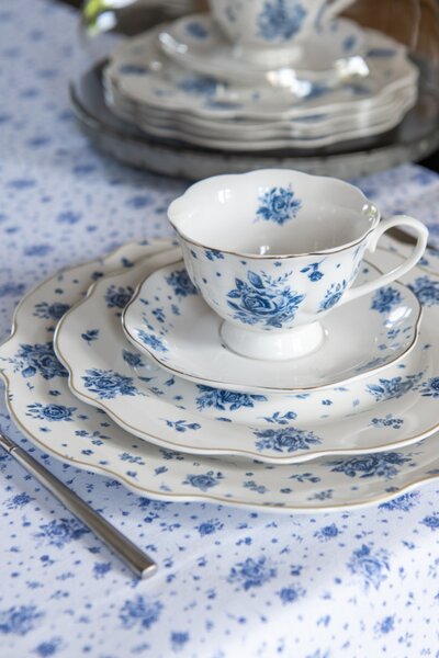Porcelánový šálek s podšálkem se vzorem modré růže Blue Rose Blooming – 200 ml