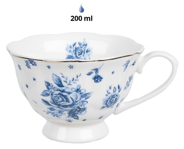 Porcelánový šálek s podšálkem se vzorem modré růže Blue Rose Blooming – 200 ml