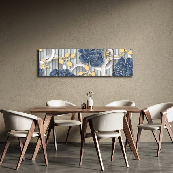 Obraz - Růže a kruhy (170x50 cm)