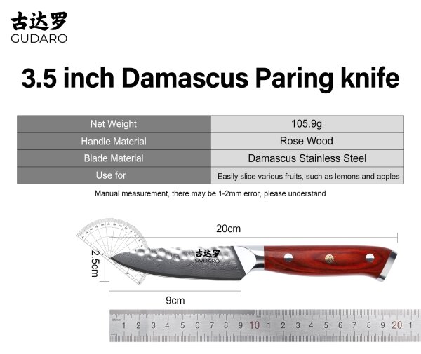 Gudaro - Damaškový kuchyňský nůž MIYABI 3,5", 67 vrstev oceli, délka 9,5 cm