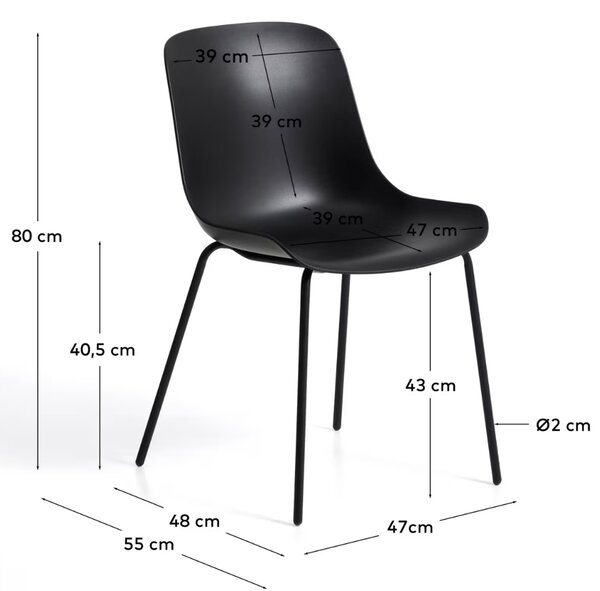 Kave Home Černá plastová jídelní židle Altea