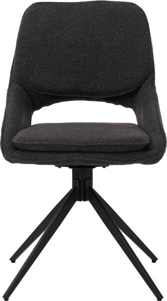 Sada 2 jídelních židlí HWC-N73, kuchyňská židle, otočná s automatickým návratem, tkanina/textil boucle (540g/m²) Oeko-Tex tmavě šedá