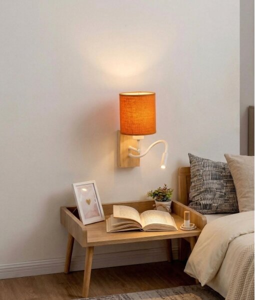 Brilagi - LED Nást. lampa NUBILA WOOD 1xE27/25W/230V + LED/3W dub/bílá/oranžová