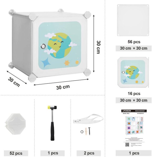 Dětský regál se 16 přihrádkami LPC902W