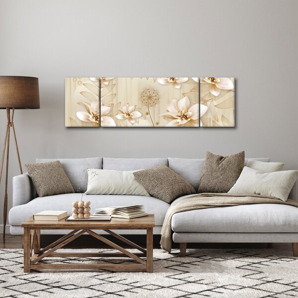 Obraz - Kompozice zlatých květin (170x50 cm)