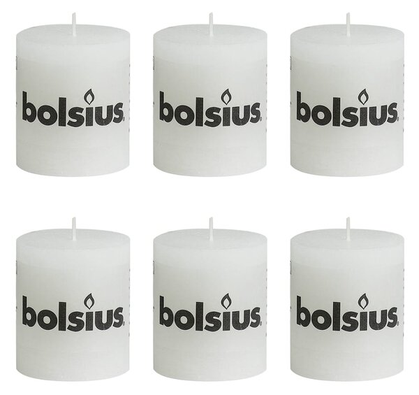 Bolsius rustikální válcové svíčky 80 x 68 mm, bílé, 6 ks