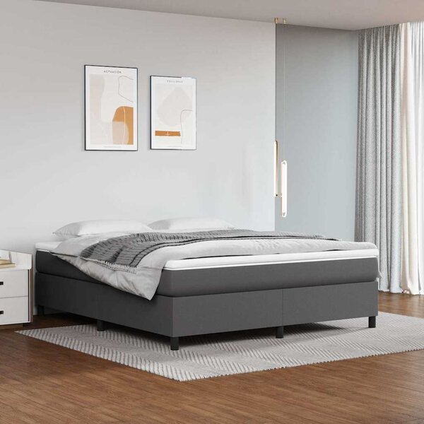 Rám postele s boxspringem šedá 160 x 200 cm umělá kůže 3121057