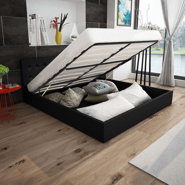 Postel s matrací a úložným prostorem umělá kůže 160 x 200 cm