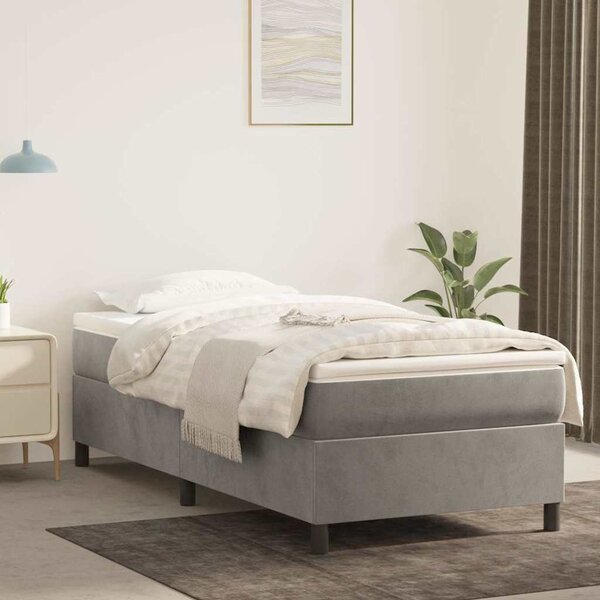Rám postele s boxspringem světle šedá 90 x 190 cm samet 3121090