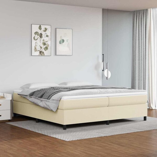 Rám postele s boxspringem krémová 200 x 200 cm umělá kůže 3121067