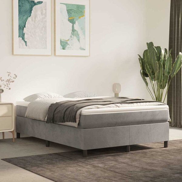 Rám postele s boxspringem světle šedý 140 x 190 cm samet 3121114