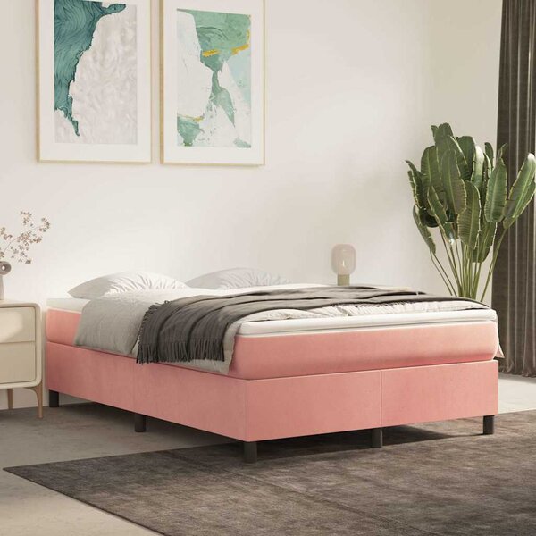 Rám postele s boxspringem růžový 140 x 190 cm samet 3121119