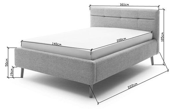 Béžová čalouněná dvoulůžková postel s úložným prostorem s roštem 140x200 cm Lotte – Meise Möbel