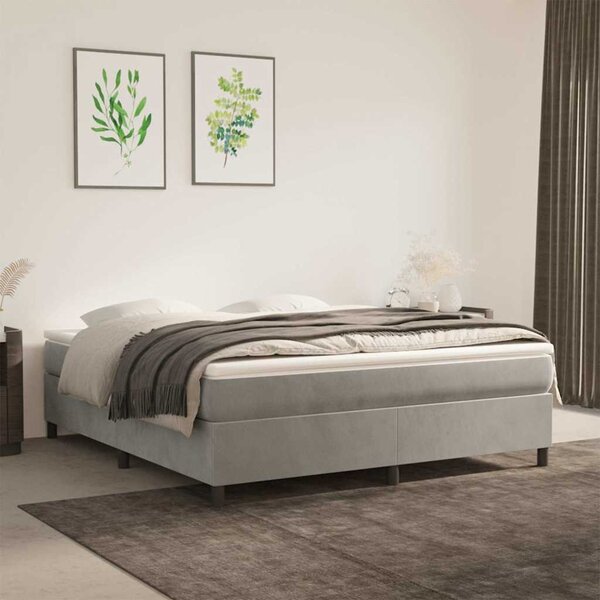 Rám postele s boxspringem světle šedý 160 x 200 cm samet 3121126