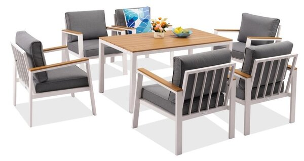 Zakintos Premium 6 bílý hliníkový zahradní nábytek Garden Point