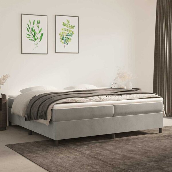 Rám postele s boxspringem světle šedý 200 x 200 cm samet 3121138