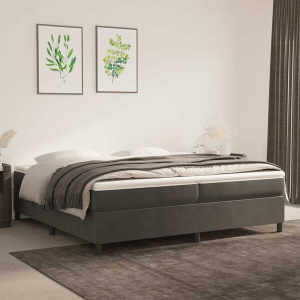 Rám postele s boxspringem tmavě šedý 200 x 200 cm samet 3121139