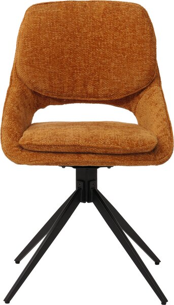 Sada 6 jídelních židlí HWC-N73, kuchyňská židle, otočná, látka/textil šenil (490 g/m²) Oeko-Tex okrově žlutá
