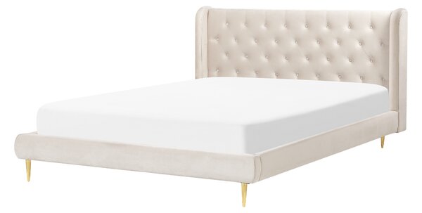 Sametová postel 160 x 200 cm béžová FORBACH
